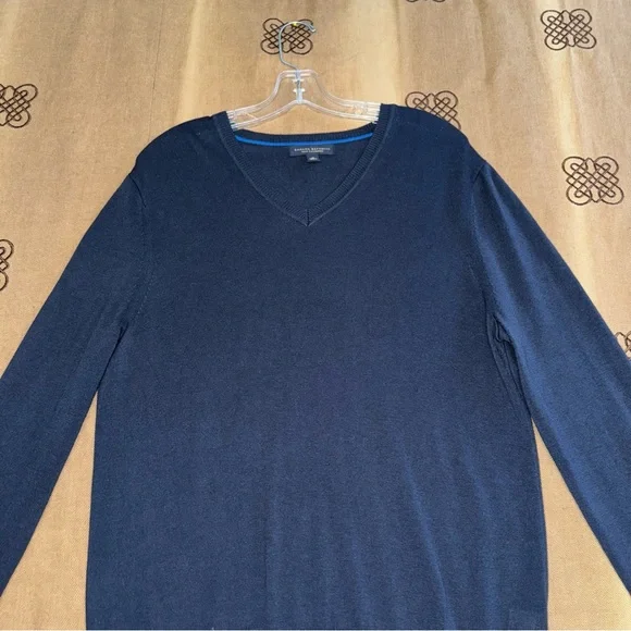 Banana Republic Mens Navy Blue Silk Cashmere V-Neck Sweater Size M - Picture 7 of 15